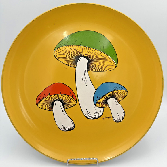 Other - Vintage Retro XL Yellow 70's Mid Century Mushroom Melamine Round Platter